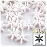 Plastic Faceted Beads, Starflake Opaque, 25mm, 100-pc, White