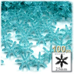 Plastic Faceted Beads, Starflake Transparent, 25mm, 100-pc, Aqua