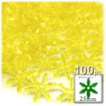 Plastic Beads, Starflake Transparent, 25mm, 100-pc, Acid Yellow