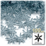 Plastic Beads, Starflake Transparent, 25mm, 100-pc, Blue Jeans