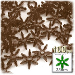 Plastic Faceted Beads, Starflake Transparent, 25mm, 100-pc, Brown