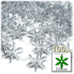 Plastic Faceted Beads, Starflake Transparent, 25mm, 100-pc, Clear