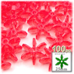 Plastic Beads, Starflake Transparent, 25mm, 100-pc, Christmas Red