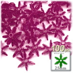 Plastic Beads, Starflake Transparent, 25mm, 100-pc, Fuchsia