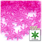 Plastic Beads, Starflake Transparent, 25mm, 100-pc, Hot Pink