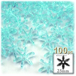 Plastic Beads, Starflake Transparent, 25mm, 100-pc, Light Aqua