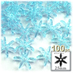 Plastic Beads, Starflake Transparent, 25mm, 100-pc, Light Blue