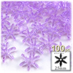Plastic Beads, Starflake Transparent, 25mm, 100-pc, Lavender Purple