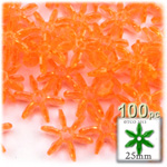 Plastic Faceted Beads, Starflake Transparent, 25mm, 100-pc, Orange