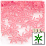Plastic Faceted Beads, Starflake Transparent, 25mm, 100-pc, Pink