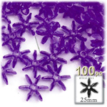 Plastic Beads, Starflake Transparent, 25mm, 100-pc, Dark Purple