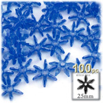 Plastic Beads, Starflake Transparent, 25mm, 100-pc, Royal Blue