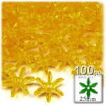 Plastic Beads, Starflake Transparent, 25mm, 100-pc, Sun Yellow
