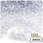 Plastic Beads, Pony Transparent glitter, 6x9mm, 100-pc, Silver Plastic Beads, Pony Transparent glitter, 6x9mm, 100-pc, Silver