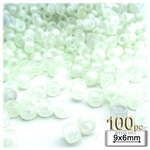 Plastic Beads, Pony Glow in the dark, 6x9mm, 100-pc, Green