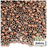 Plastic Beads, Pony Metallic, 6x9mm, 100-pc, Copper