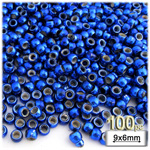 Plastic Beads, Pony Metallic, 6x9mm, 100-pc, Christmas Blue Plastic Beads, Pony Metallic, 6x9mm, 100-pc, Christmas Blue
