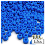 Plastic Beads, Pony Opaque, 6x9mm, 100-pc, Bright Ocean Blue Neon