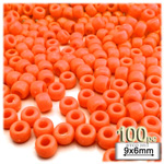 Plastic Beads, Pony Opaque, 6x9mm, 100-pc, Bright Orange Neon