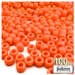 Plastic Beads, Pony Opaque, 6x9mm, 100-pc, Bright Orange Neon Plastic Beads, Pony Opaque, 6x9mm, 100-pc, Bright Orange Neon