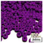 Plastic Beads, Pony Opaque, 6x9mm, 100-pc, Bright Purple Neon