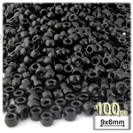 Plastic Beads, Pony Opaque, 6x9mm, 100-pc, Black
