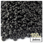 Plastic Beads, Pony Opaque, 6x9mm, 100-pc, Black Plastic Beads, Pony Opaque, 6x9mm, 100-pc, Black