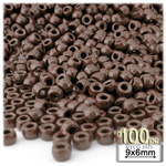 Plastic Beads, Pony Opaque, 6x9mm, 100-pc, Brown