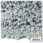 Plastic Beads, Pony Opaque, 6x9mm, 100-pc, Gray Plastic Beads, Pony Opaque, 6x9mm, 100-pc, Gray