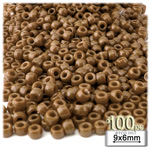 Plastic Beads, Pony Opaque, 6x9mm, 100-pc, Light Brown