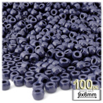 Plastic Beads, Pony Opaque, 6x9mm, 100-pc, Navy Blue