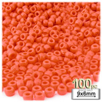 Plastic Beads, Pony Opaque, 6x9mm, 100-pc, Orange