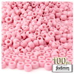Plastic Beads, Pony Opaque, 6x9mm, 100-pc, Pink Plastic Beads, Pony Opaque, 6x9mm, 100-pc, Pink