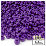 Plastic Beads, Pony Opaque, 6x9mm, 100-pc, Dark Purple
