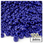 Plastic Beads, Pony Opaque, 6x9mm, 100-pc, Royal Blue