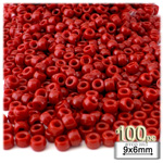 Plastic Beads, Pony Opaque, 6x9mm, 100-pc, Red Plastic Beads, Pony Opaque, 6x9mm, 100-pc, Red