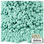 Plastic Beads, Pony Opaque, 6x9mm, 100-pc, Turquoise