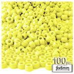 Plastic Beads, Pony Opaque, 6x9mm, 100-pc, Yellow