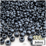 Plastic Beads, Pony Pearl, 6x9mm, 100-pc, Black