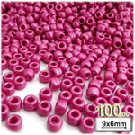Plastic Beads, Pony Pearl, 6x9mm, 100-pc, Satin Red