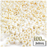 Plastic Beads, Pony Pearl, 6x9mm, 100-pc, Ivory