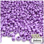 Plastic Beads, Pony Pearl, 6x9mm, 100-pc, Light Purple