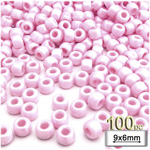 Plastic Beads, Pony Pearl, 6x9mm, 100-pc, Light Pink