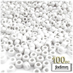 Plastic Beads, Pony Pearl, 6x9mm, 100-pc, White