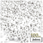 Plastic Beads, Pony Pearl, 6x9mm, 100-pc, White Plastic Beads, Pony Pearl, 6x9mm, 100-pc, White