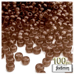 Plastic Beads, Pony Transparent, 6x9mm, 100-pc, Brown