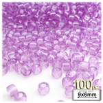 Plastic Beads, Pony Transparent, 6x9mm, 100-pc, Lavender Purple Plastic Beads, Pony Transparent, 6x9mm, 100-pc, Lavender Purple