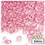 Plastic Beads, Pony Transparent, 6x9mm, 100-pc, Pink Plastic Beads, Pony Transparent, 6x9mm, 100-pc, Pink