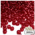 Plastic Beads, Pony Transparent, 6x9mm, 100-pc, Raspberry Red Plastic Beads, Pony Transparent, 6x9mm, 100-pc, Raspberry Red