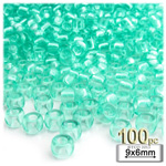 Plastic Beads, Pony Transparent, 6x9mm, 100-pc, Sea Mist